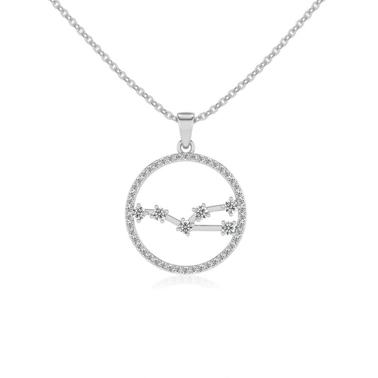 lab grown moissanite round necklaces in white gold