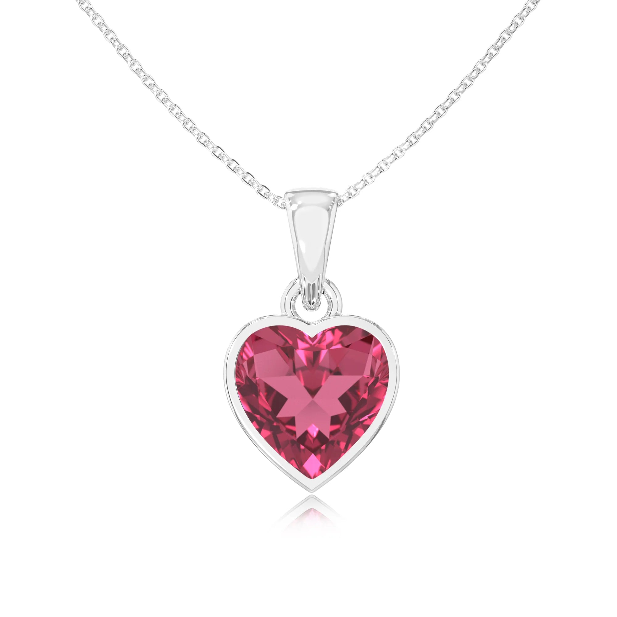 lab grown pink-tourmaline heart solitaire necklaces in platinum
