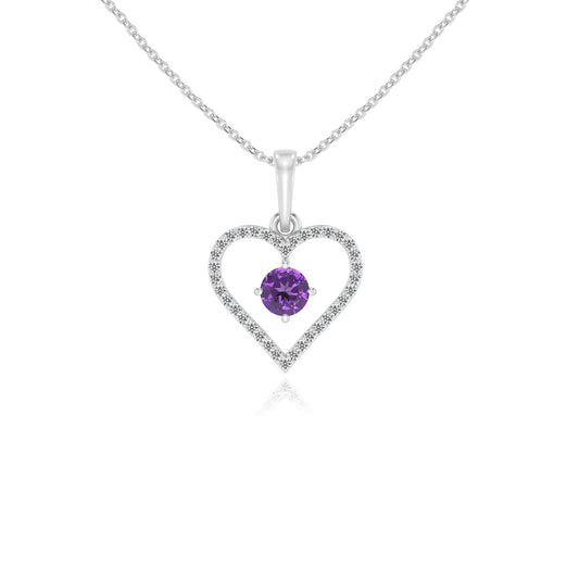 lab grown amethyst round infinity necklaces in white gold