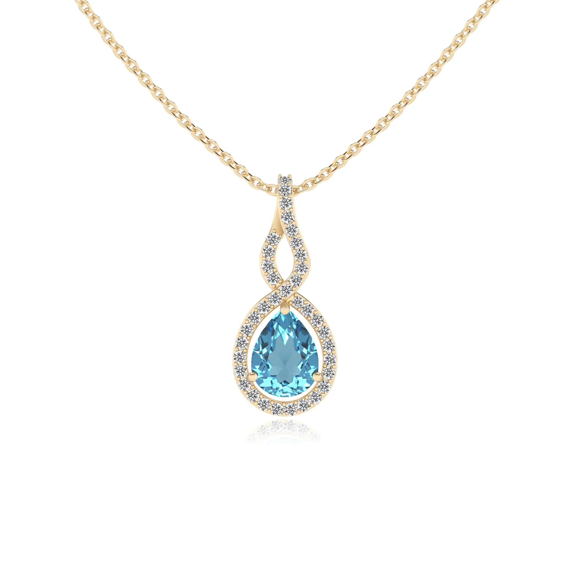 natural swiss-blue-topaz pear necklaces in yellow gold