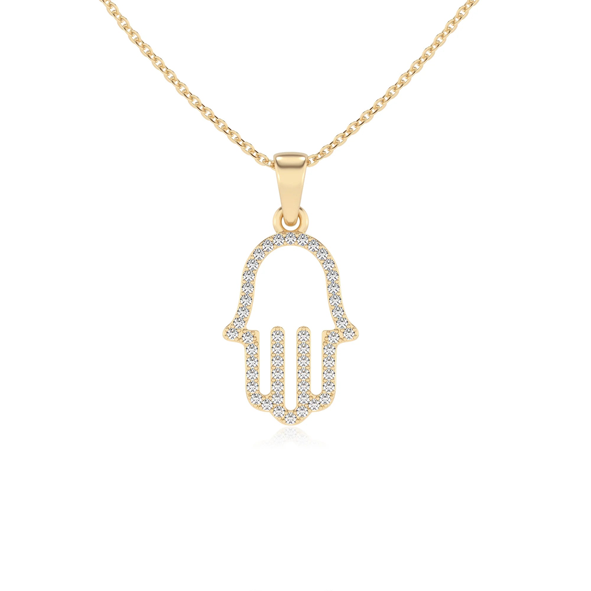 lab grown moissanite round necklaces in yellow gold