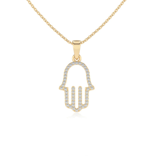 lab grown moissanite round necklaces in yellow gold