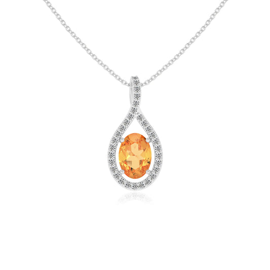 lab grown citrine oval solitaire necklaces in sterling silver
