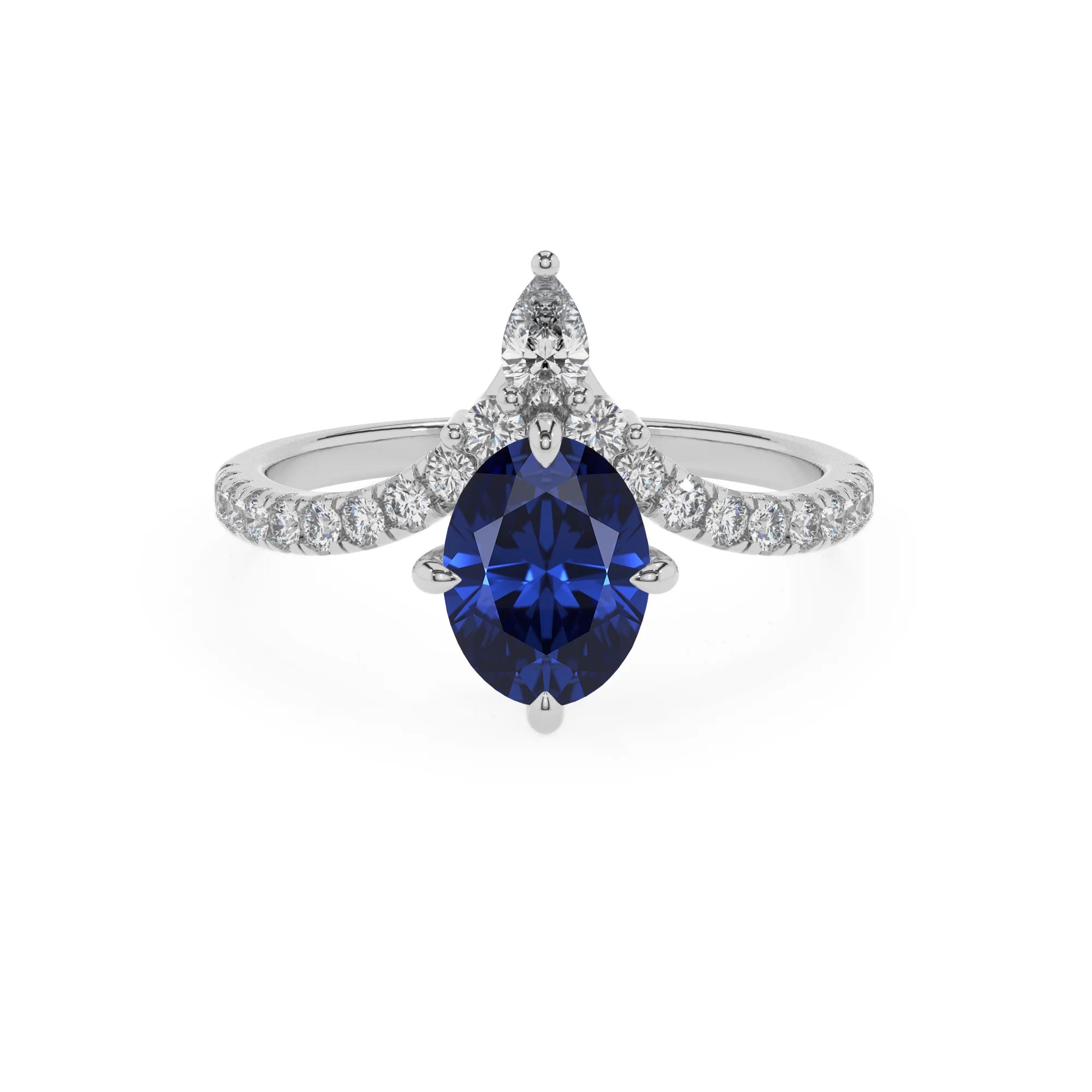 lab grown blue-sapphire oval solitaire rings in white gold