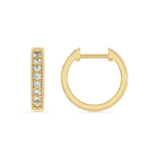 lab grown diamond round hoop earrings in yellow gold