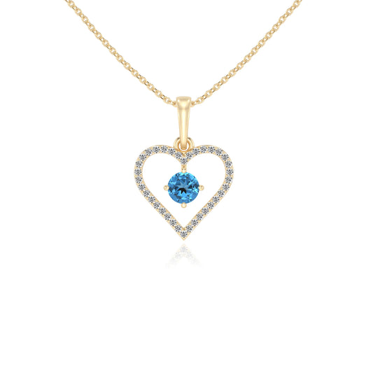 natural swiss-blue-topaz round infinity necklaces in yellow gold