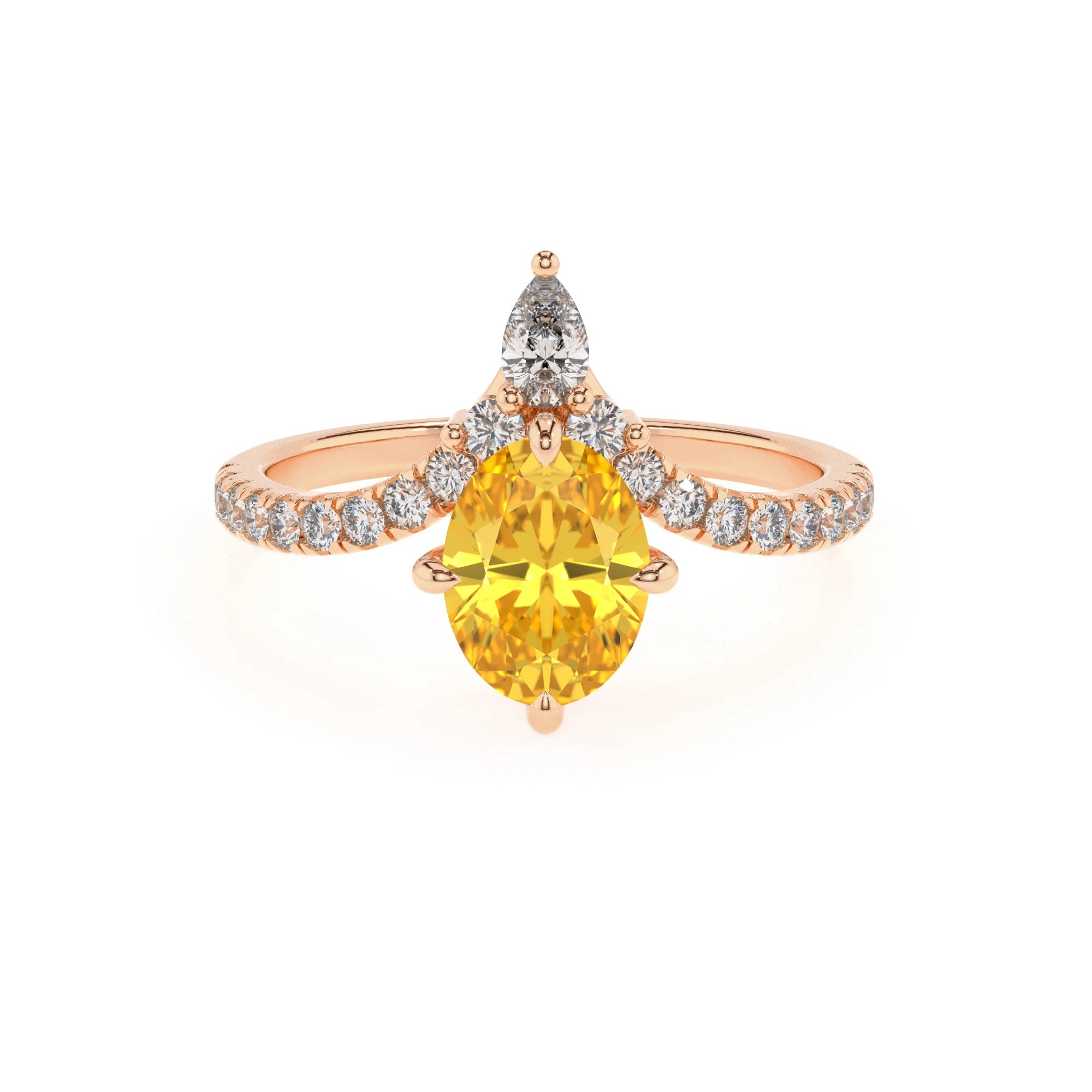 lab grown yellow-sapphire oval solitaire rings in rose gold