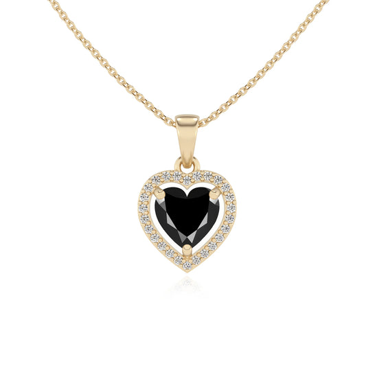 natural black-onyx heart solitaire necklaces in yellow gold