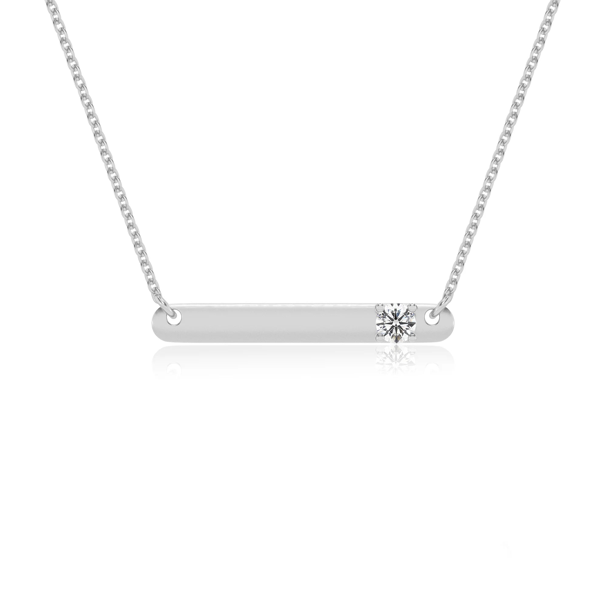 lab grown moissanite round bar v-bale necklaces in platinum