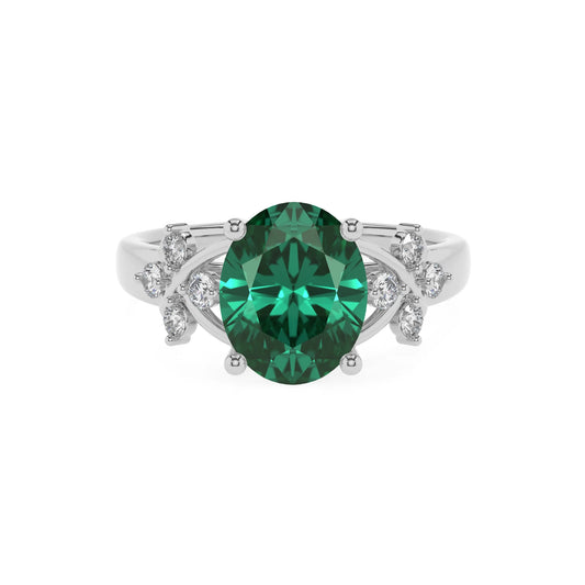 lab grown emerald oval solitaire rings in white gold