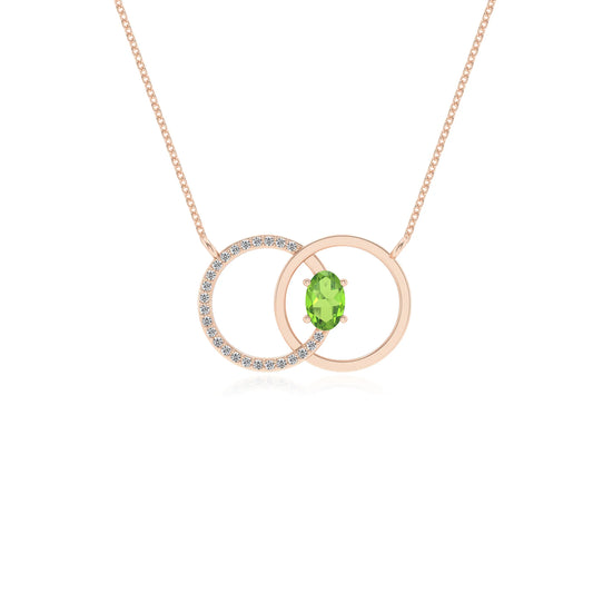 natural peridot oval solitaire necklaces in rose gold
