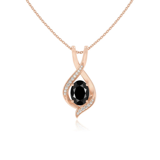 natural black-onyx oval solitaire necklaces in rose gold