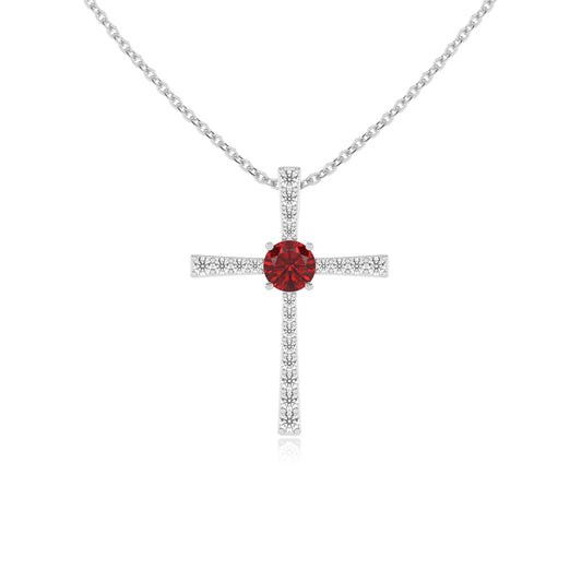 lab grown ruby round infinity necklaces in sterling silver