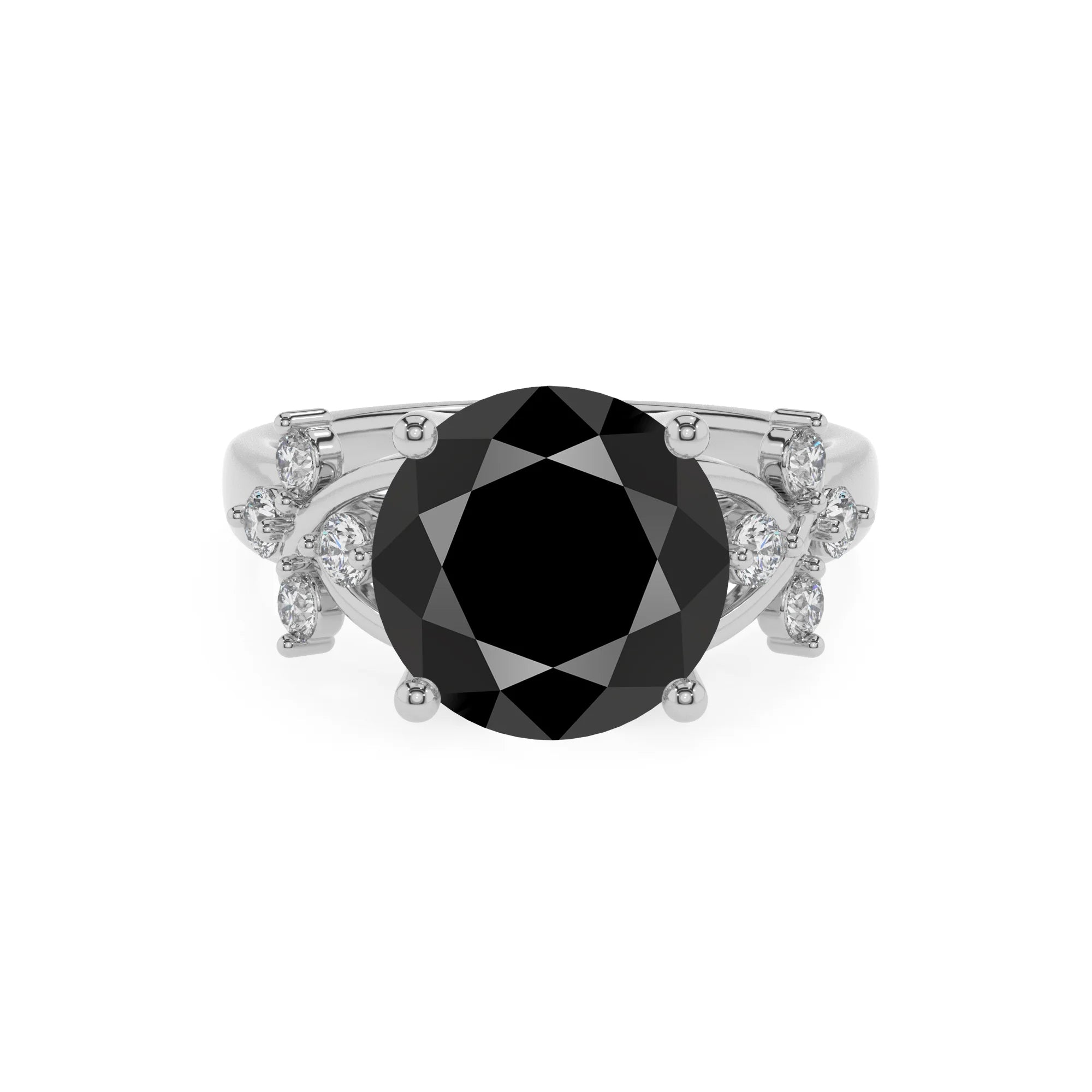 natural black-onyx round solitaire rings in platinum