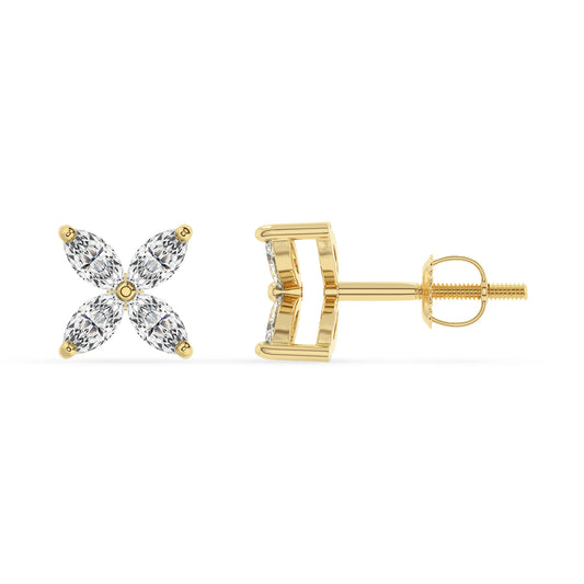lab grown diamond marquise stud earrings in yellow gold