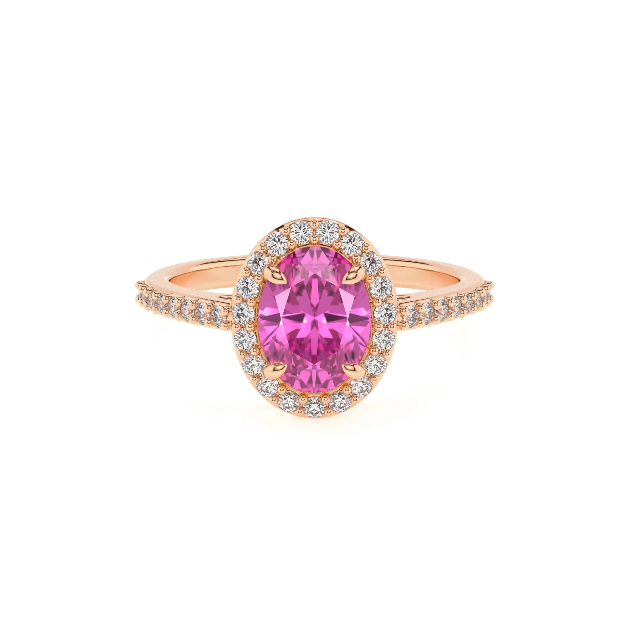 lab grown pink-sapphire oval solitaire rings in rose gold