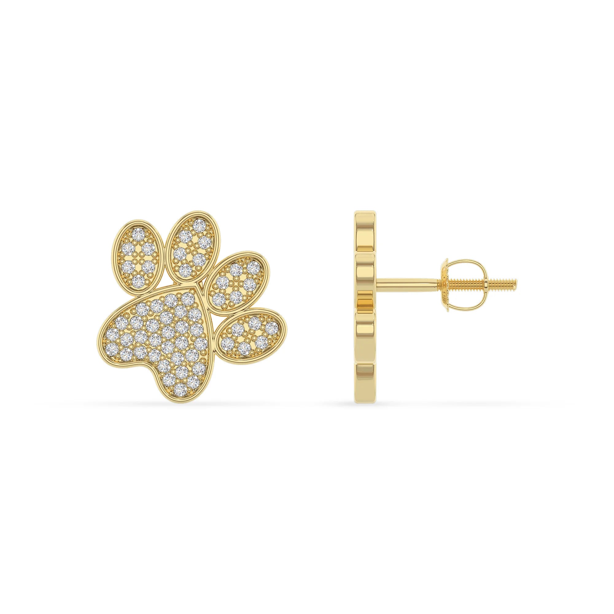 lab grown moissanite round stud earrings in yellow gold