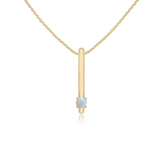 lab grown opal round bar necklaces in yellow gold