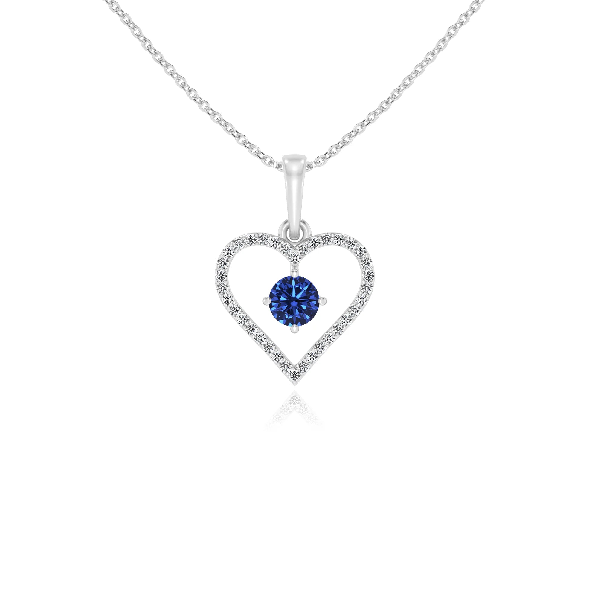 lab grown blue-sapphire round infinity necklaces in platinum