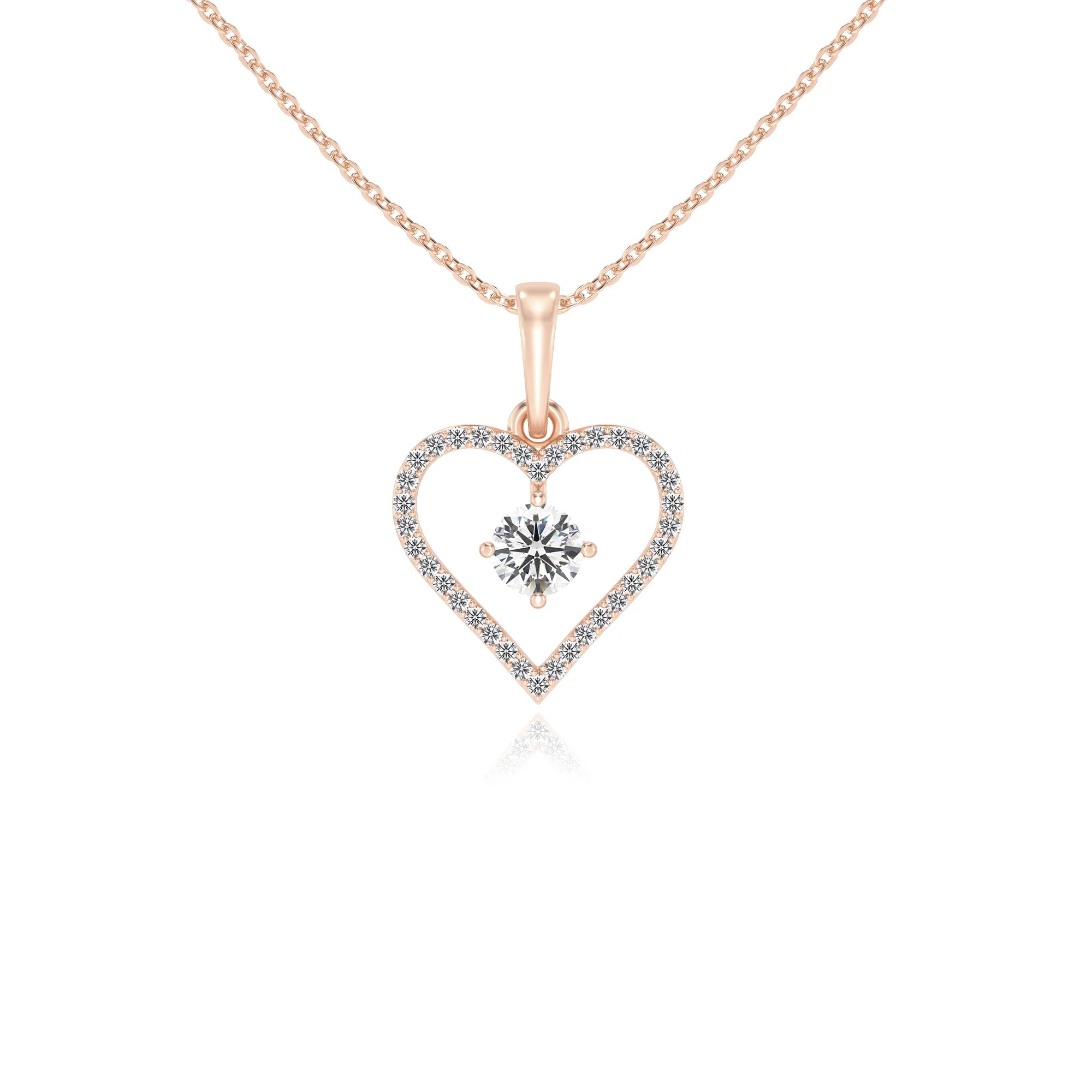 lab grown moissanite round infinity necklaces in rose gold