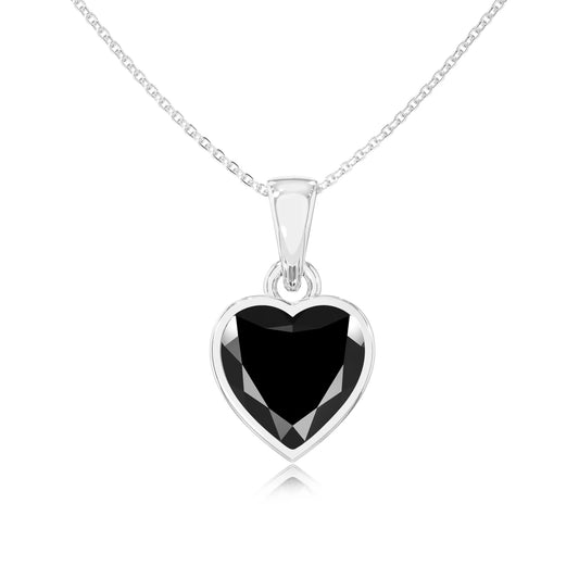 natural black-onyx heart solitaire necklaces in platinum