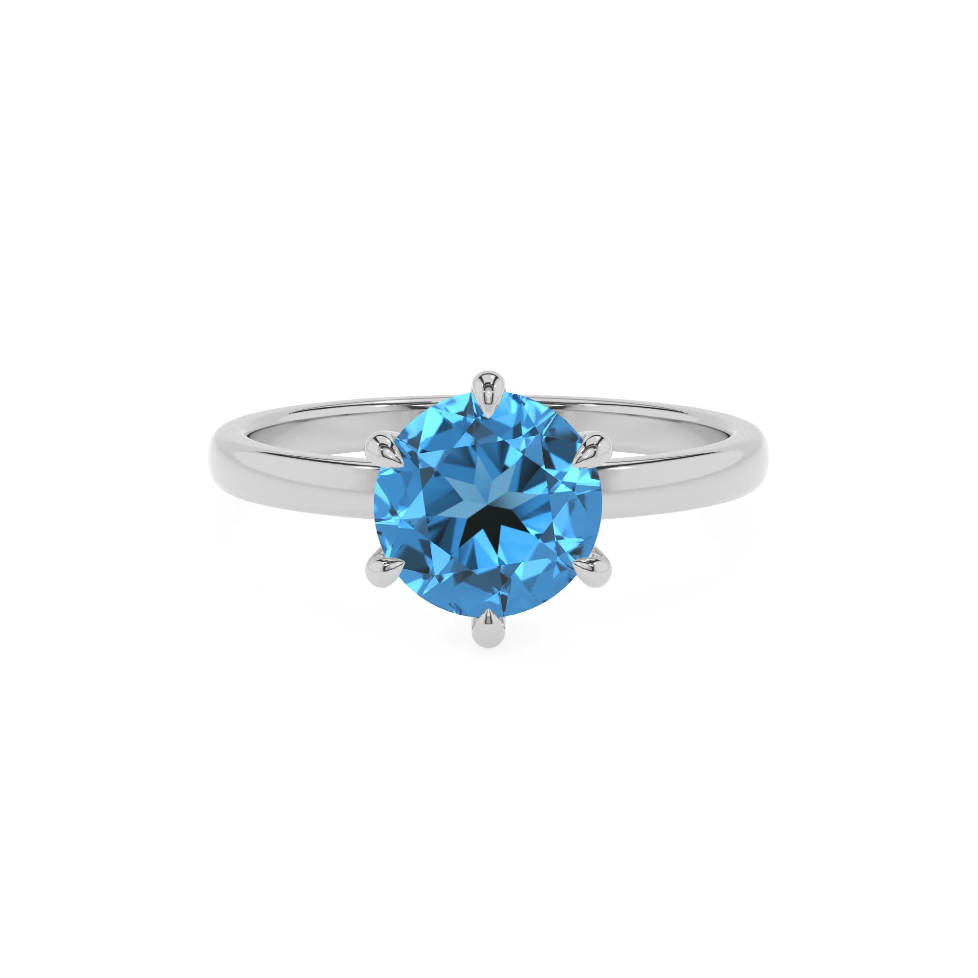 natural swiss-blue-topaz round solitaire rings in sterling silver