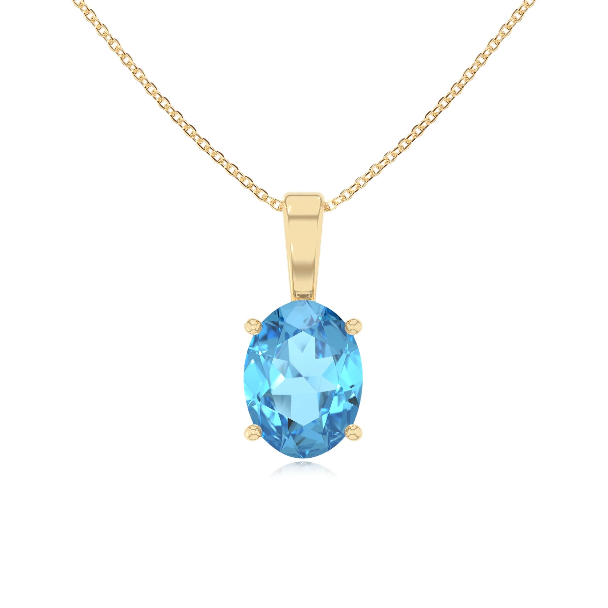natural swiss-blue-topaz oval solitaire necklaces in yellow gold