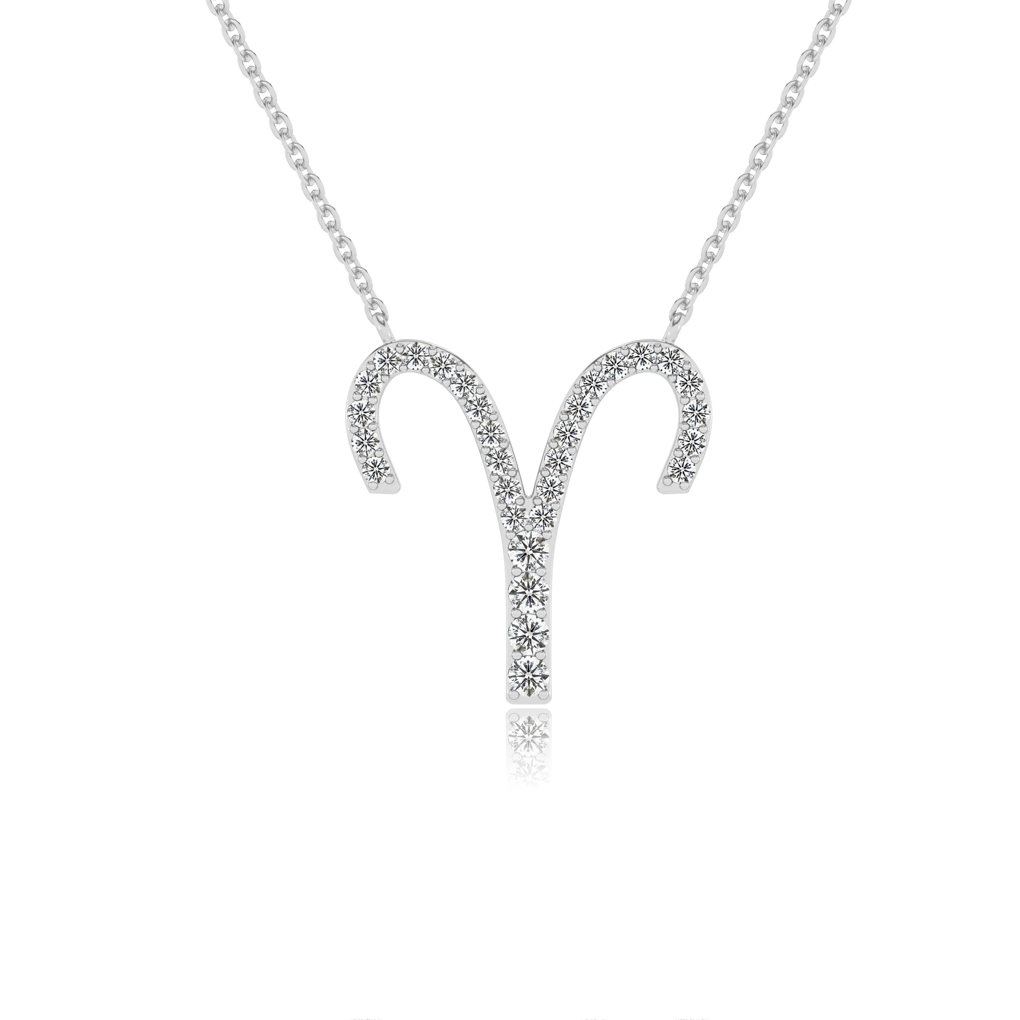 lab grown moissanite round necklaces in white gold