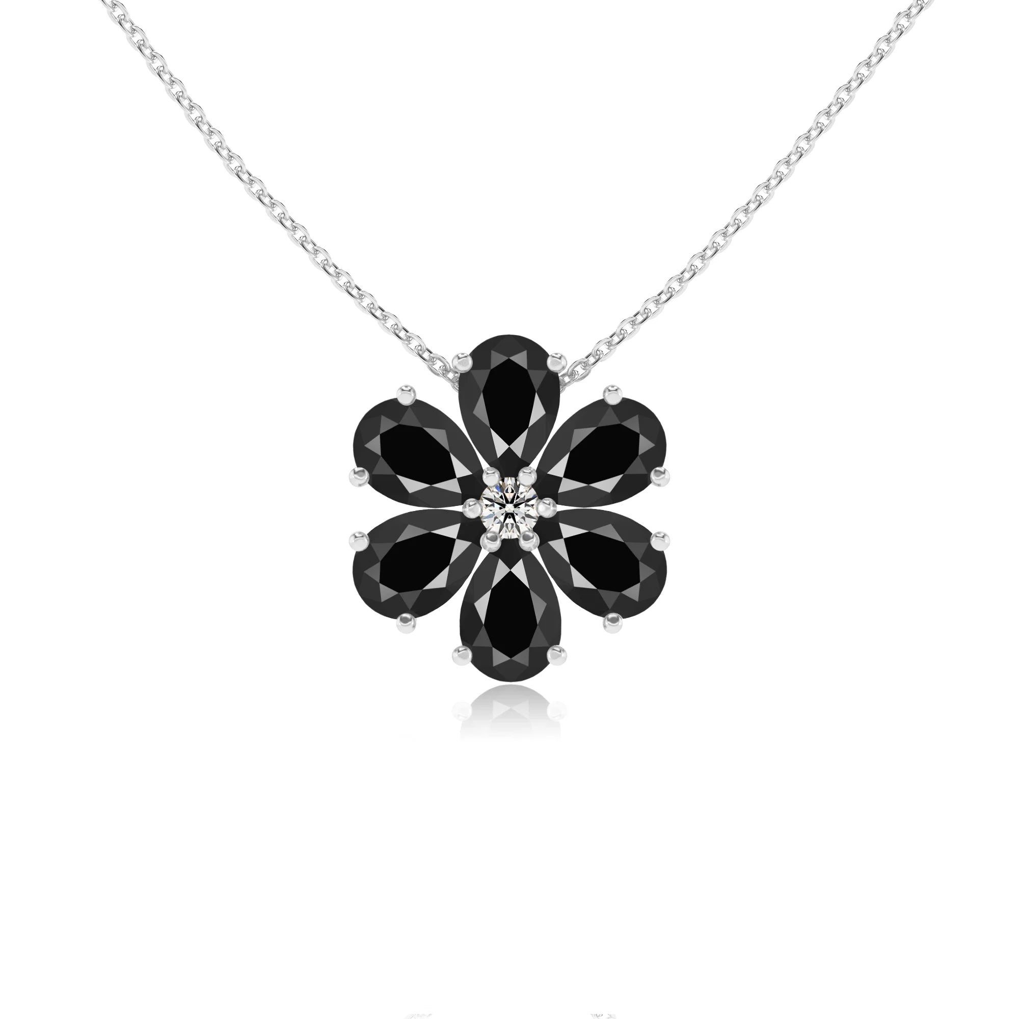 natural black-onyx pear solitaire necklaces in platinum