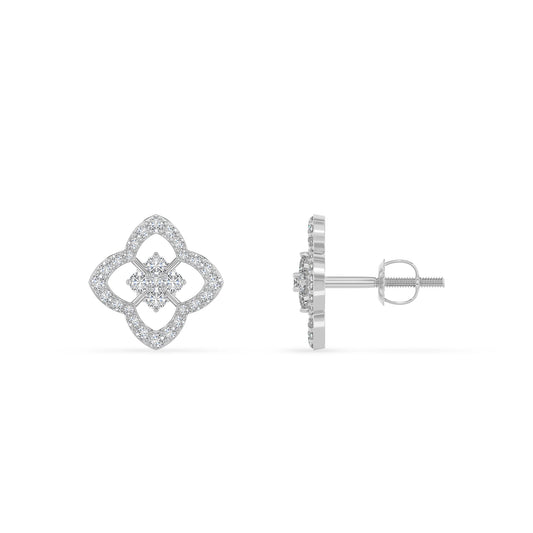 lab grown moissanite round stud earrings in platinum