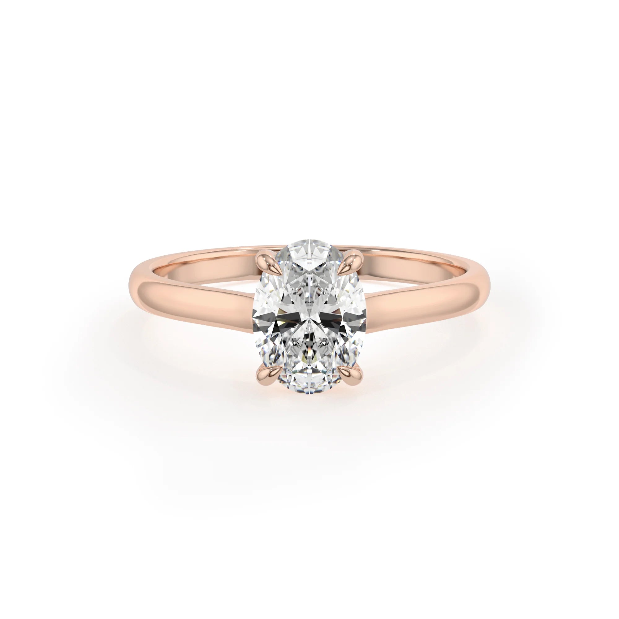 lab grown moissanite oval solitaire rings in rose gold