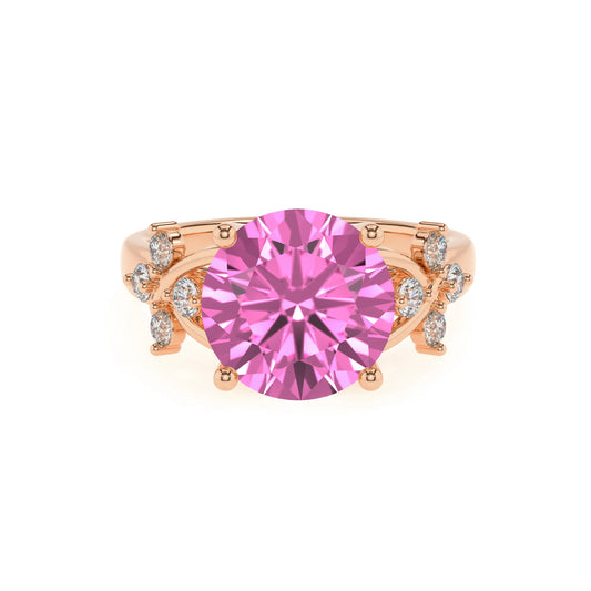 lab grown pink-sapphire round solitaire rings in rose gold