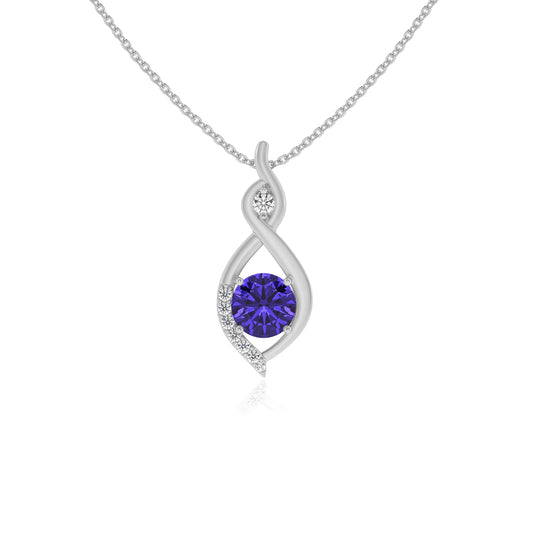 lab grown tanzanite round solitaire necklaces in sterling silver