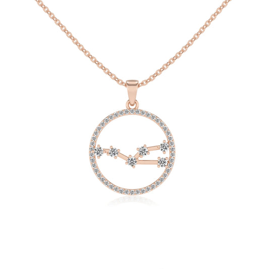 lab grown moissanite round necklaces in rose gold