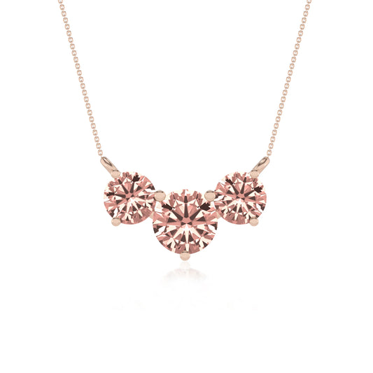 lab grown morganite round solitaire v-bale necklaces in rose gold