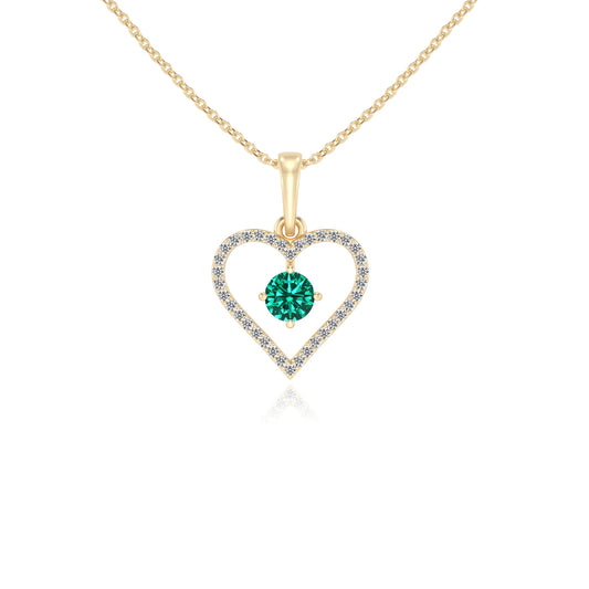 lab grown emerald round infinity necklaces in yellow gold