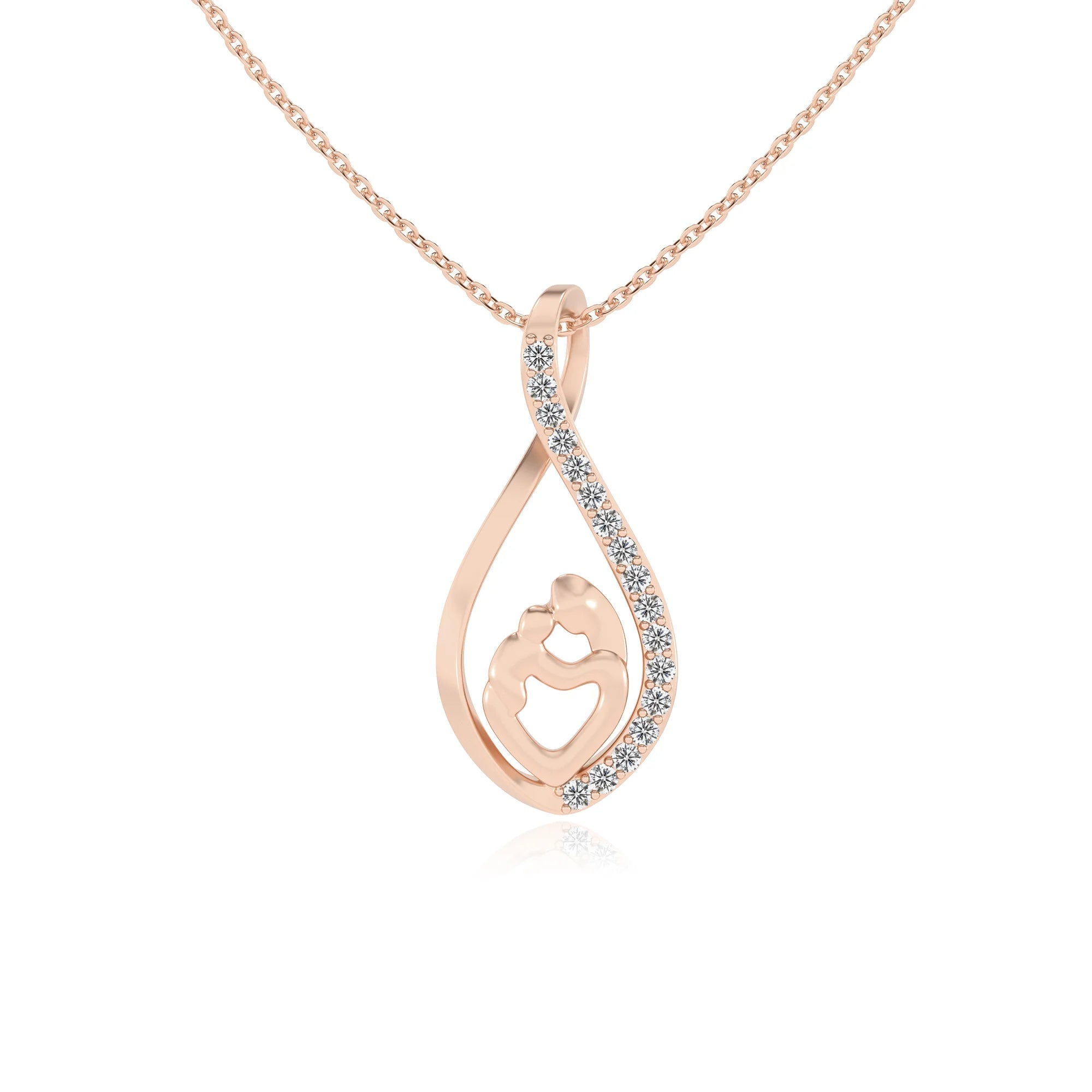 lab grown moissanite round necklaces in rose gold