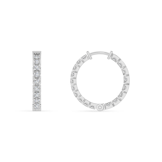 lab grown moissanite round hoop earrings in sterling silver