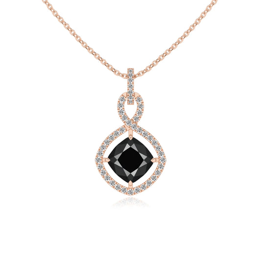 natural black-onyx cushion infinity necklaces in rose gold