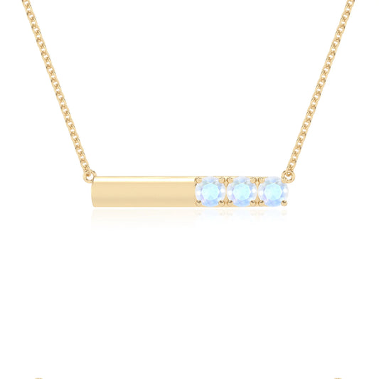 natural rainbow-moonstone round bar v-bale necklaces in yellow gold