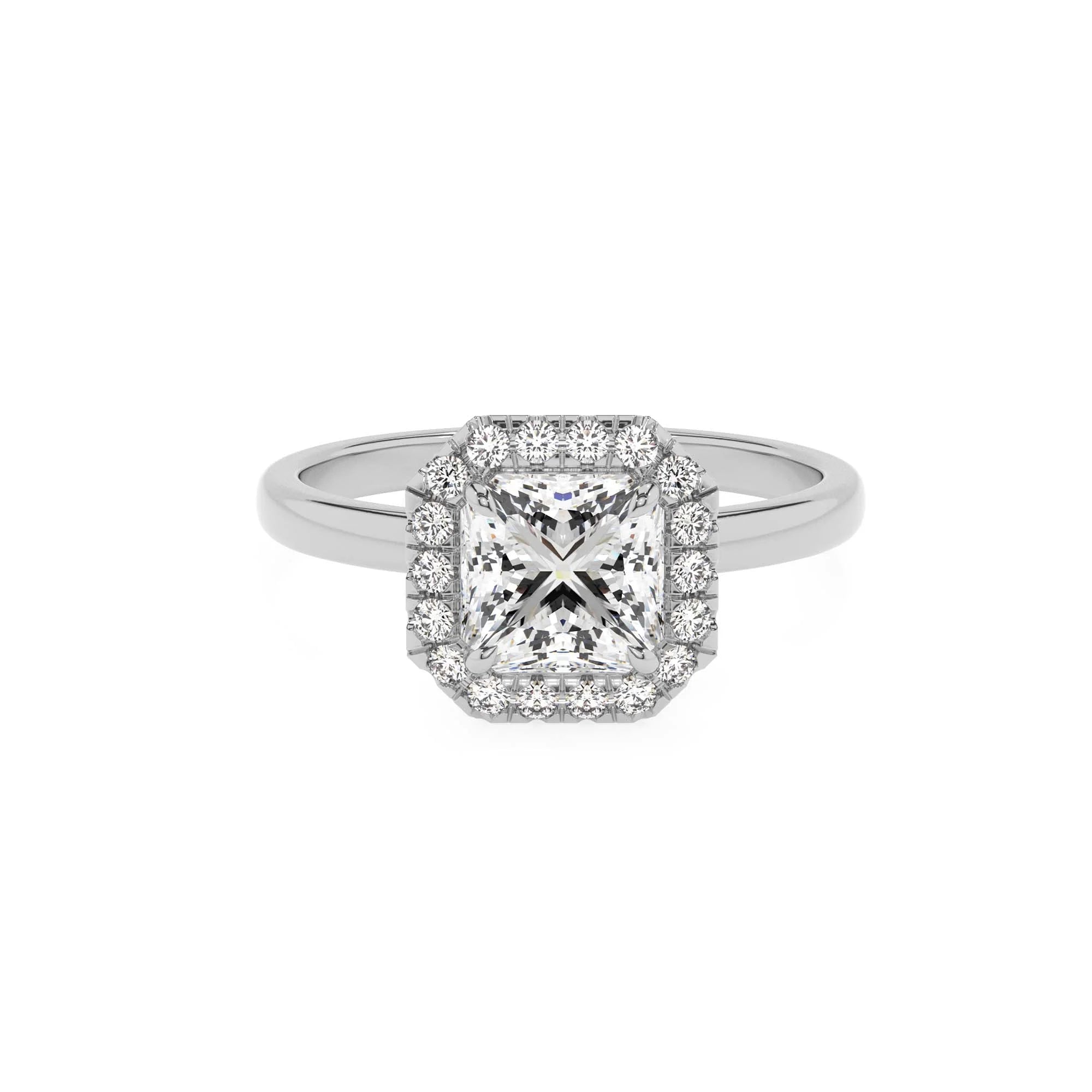 lab grown moissanite asscher solitaire rings in platinum