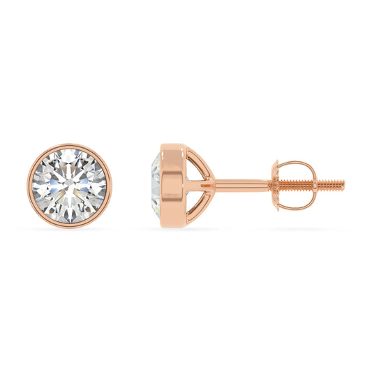 lab grown moissanite round stud earrings in rose gold