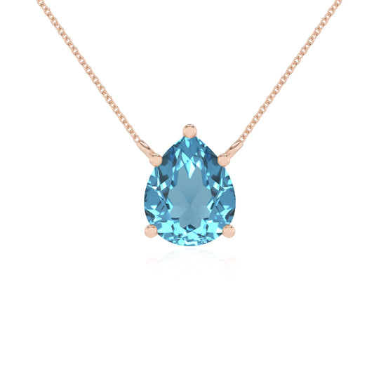 natural swiss-blue-topaz pear solitaire necklaces in rose gold