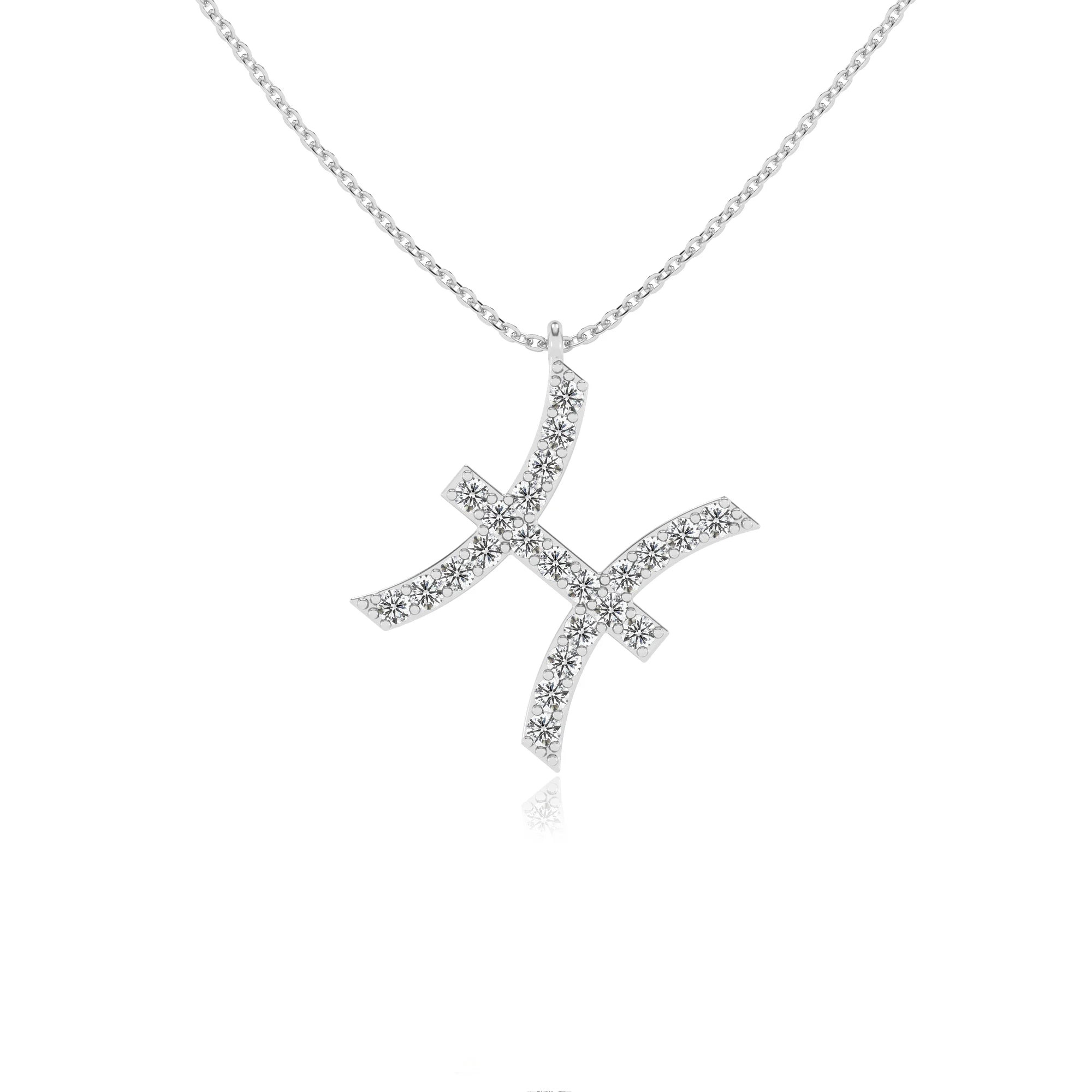 lab grown moissanite round necklaces in white gold