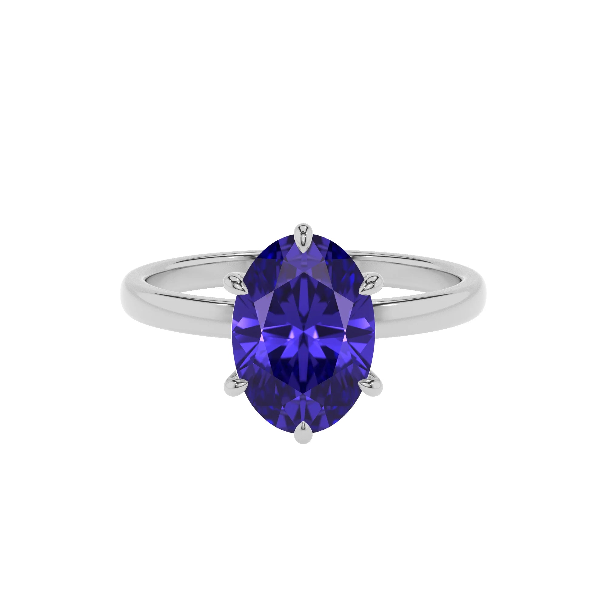 lab grown tanzanite oval solitaire rings in platinum