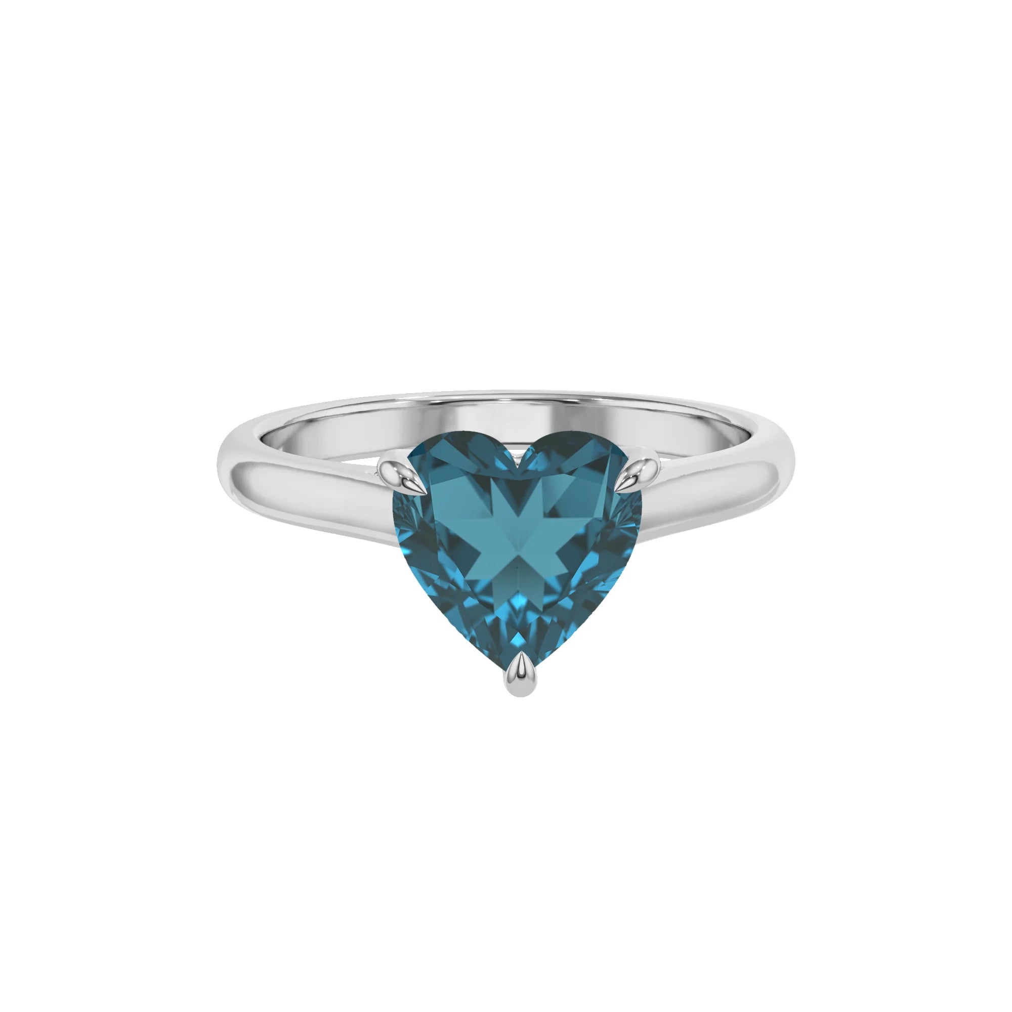 natural london-blue-topaz heart solitaire rings in sterling silver