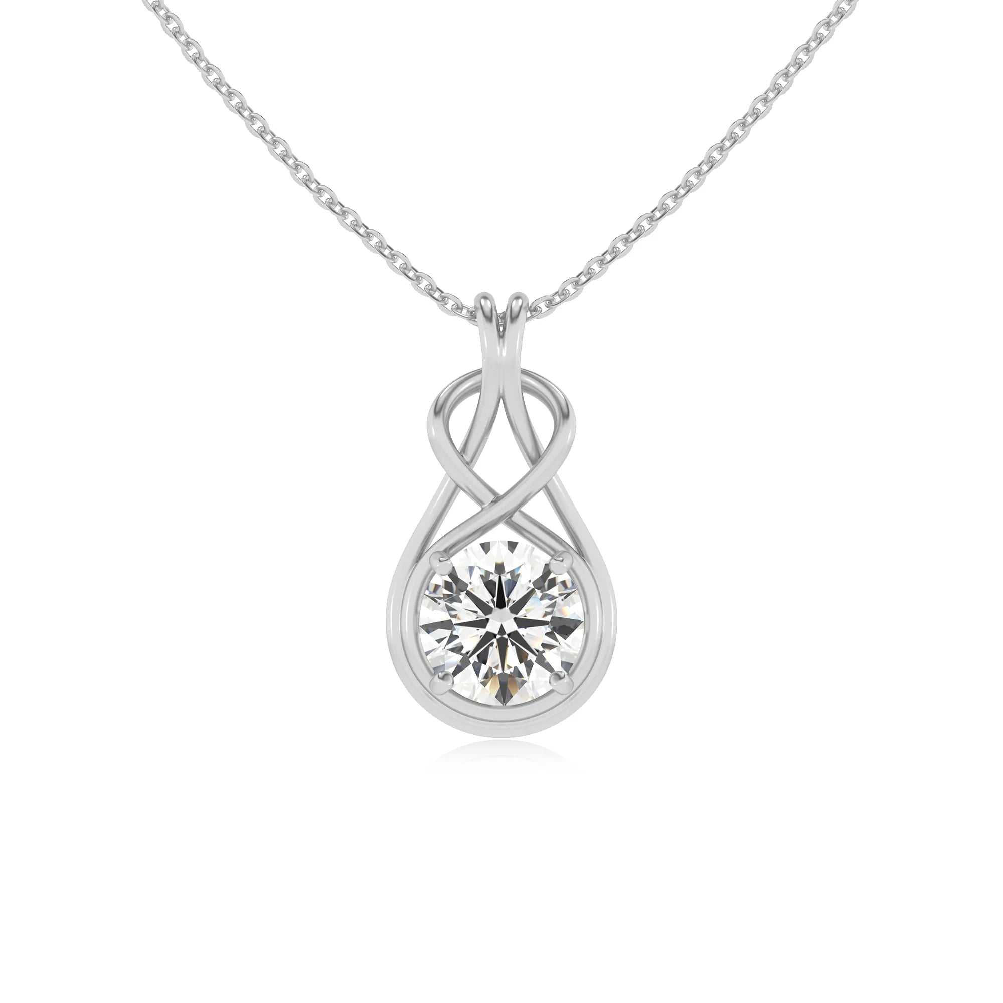 lab grown moissanite round solitaire necklaces in sterling silver