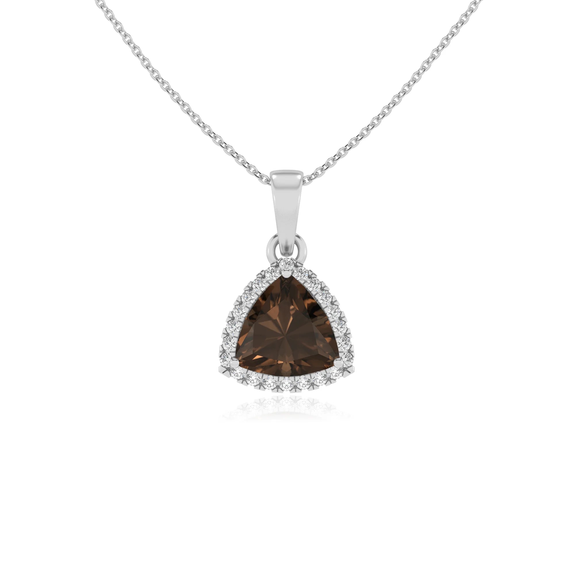 natural smoky-quartz trillion solitaire necklaces in white gold