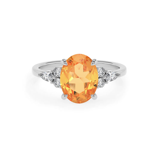 lab grown citrine oval solitaire rings in sterling silver