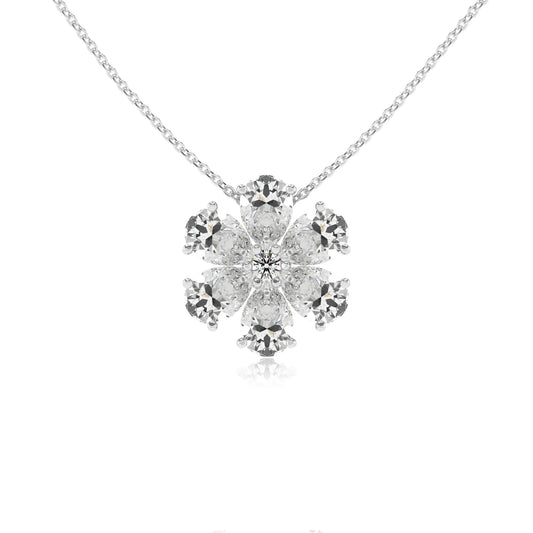 lab grown moissanite pear solitaire necklaces in white gold